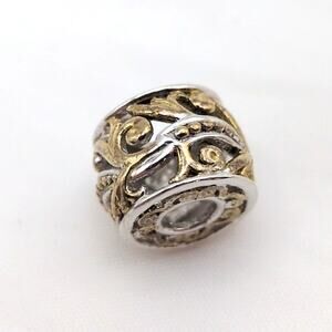 Gems En Vogue Michael Valitutti Sterling Silver Scroll Barrel Slide On Charm